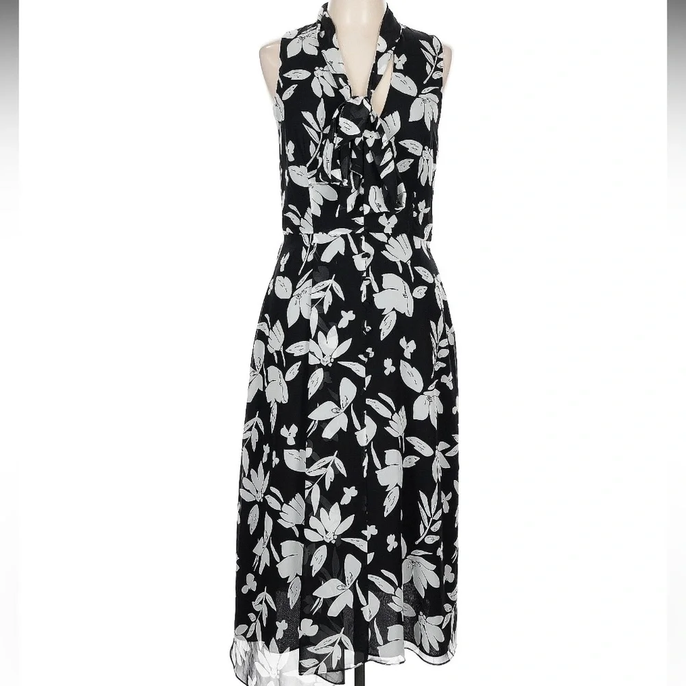 JayGodfrey Black and White Printed Josephine Chiffon Hourglass Sleeveless Sz 12‎ - Picture 3 of 14